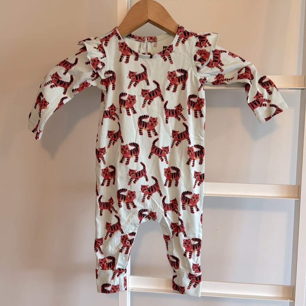 Tea romper - tigers, ruffle shoulder detail — new w tags - cotton. 3 available